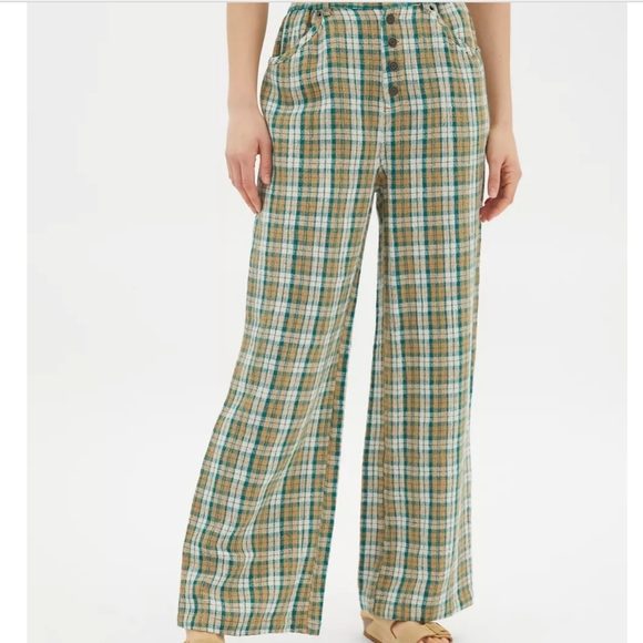 Urban Outfitters Kai Linen Plaid Baggy Pant - Picture 4 of 15